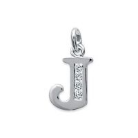 Pendentif Initiale J OZ Argent 925/1000 Rhodié