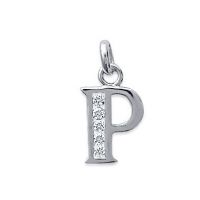Pendentif Initiale P OZ Argent 925/1000 Rhodié