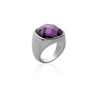 Bague Moderne Pierre Violette Argent 925 Rhodié