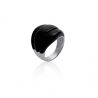 Bague Coupole BLACK Imit. Pierre Argent 925 Rhodié