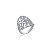 Grosse Bague Dentelle Oxyde Argent 925 Rhodié