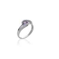 Bague Petite Joaillerie Améthyste véritable Argent 925/1000 Rhodié