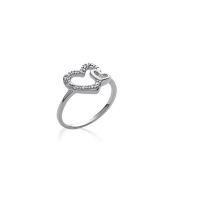 Bague Coeur Oxyde Argent 925 Rhodié