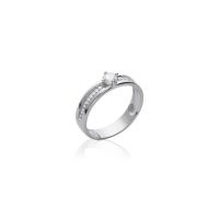 Solitaire Griffes Orné OZ Argent 925/1000 Rhodié