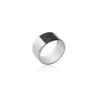 Bague Tendance Black Design Oxyde Argent 925 Rhodié