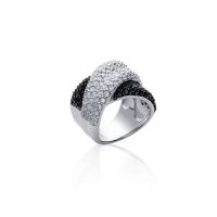 Bague Pavage Croisée Pierre Synthétique Argent 925 Rhodié