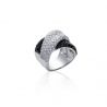 Bague Pavage Croisée Pierre Synthétique Argent 925 Rhodié