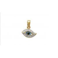 Pendentif Oeil bleu OZ Plaqué Or Rhodié