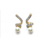 Boucles d'oreilles Pendantes imitation Perle Plaqué Or Rhodié