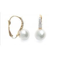 Boucles d'oreilles Dormeuses imitation Perle Plaqué Or OZ Rhodié