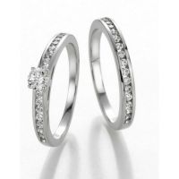 Duo Alliance et Solitaire Or Blanc 9 carats et Diamants (0.51+0.17 CTS)