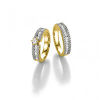 Duo Alliance et Solitaire Or Jaune 9 carats et Diamants (0.67+0.54 CTS)