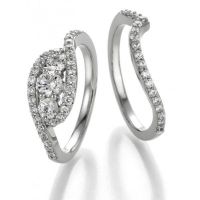 Duo Alliance et Solitaire Or Blanc 9 carats et Diamants (0.78+0.17 CTS)