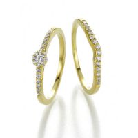 Duo Alliance et Solitaire Or Jaune 9 carats et Diamants (0.67+0.27 CTS)