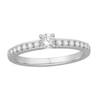 Duo Alliance et Solitaire Or Blanc 9 carats et Diamants (0.39+0.14 CTS)