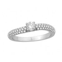 Duo Alliance et Solitaire Or Blanc 9 carats et Diamants (0.59+0.29 CTS)