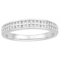 Duo Alliance et Solitaire Or Blanc 9 carats et Diamants (0.57+0.25 CTS)