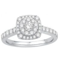 Duo Alliance et Solitaire Or Blanc 9 carats et Diamants (0.26+0.74 CTS)