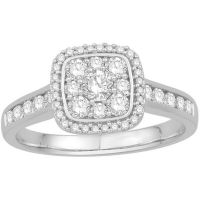 Duo Alliance et Solitaire Or Blanc 9 carats et Diamants (0.27+0.74 CTS)
