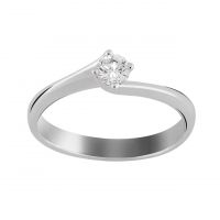 Solitaire quatre griffes tournées Or Blanc 18 carats et Diamants