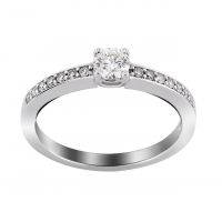 Solitaire accompagné anglais Or Blanc 18 carats et Diamants