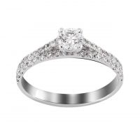 Solitaire accompagné brillant Or Blanc 18 carats et Diamants