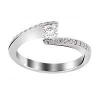 Solitaire double corps Or Blanc 18 carats et Diamants