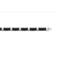 Bracelet Acier Cuir Plat 21 cm