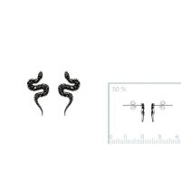 Boucles d'oreilles Serpent Argent 925 Rhodie 