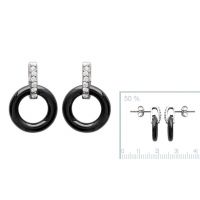 Boucles d'oreilles Argent 925 Rhodie OZ BLACK CERAMIQUE