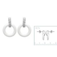 Boucles d'oreilles Argent 925 Rhodie OZ WHITE CERAMIQUE