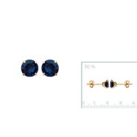 Boucles d'oreilles 6 mm plaqué or 750 3 microns bleu