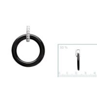 Pendentif argent 925 rhodie oxyde ceramique