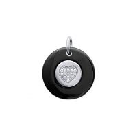 Pendentif argent 925 rhodie oxyde ceramique