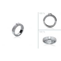 Bague solitaire Argent 925 rhodie 8mm oxyde microserti