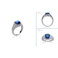 Bague Pavé Argent 925 pierre bleue