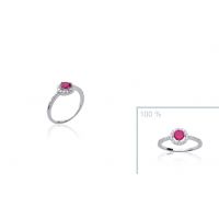 Bague Pierre Rouge Argent 925 rhodie oxyde microserti