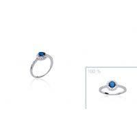 Bague Pierre Bleue Argent 925 rhodie oxyde microserti