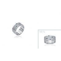  Bague argent 925 3 rangs oxyde et pierre bleue
