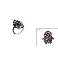 Bague Dentelle Argent 925 rhodie oxydes multicolores