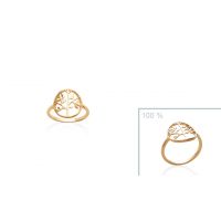 Bague Feuille Plaqué or 750 16mm 