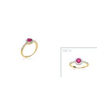 Bague Pierre Rouge Plaqué or 750 5 microns bicolore oxyde microserti