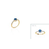 Bague Pierre Bleue Plaqué or 750 5 microns bicolore oxyde microserti