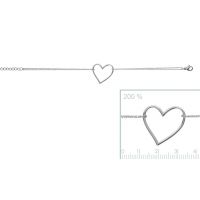 Bracelet acier coeur deux rangs