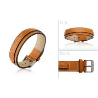 Bracelet acier cuir marron