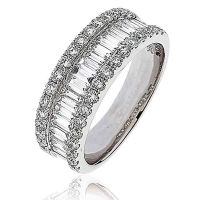 Bague Union Baguettes Or gris 18 carats Diamants 1.50 cts