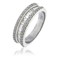 Bague Union Baguettes Or gris 18 carats Diamants 0.90 cts