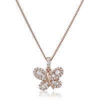 Pendentif Papillon Or rose 18 carats Diamants 0.45 cts