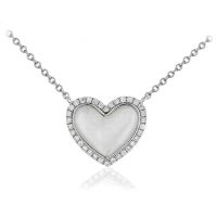 Pendentif Coeur Or gris 18 carats Diamants 0.18 cts