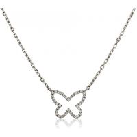 Pendentif Papillon Or gris 18 carats Diamants 0.15 cts